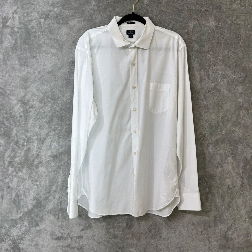 J.CREW Mens XL White Button-Up 1 Pocket premium shirting long sleeve preppy
